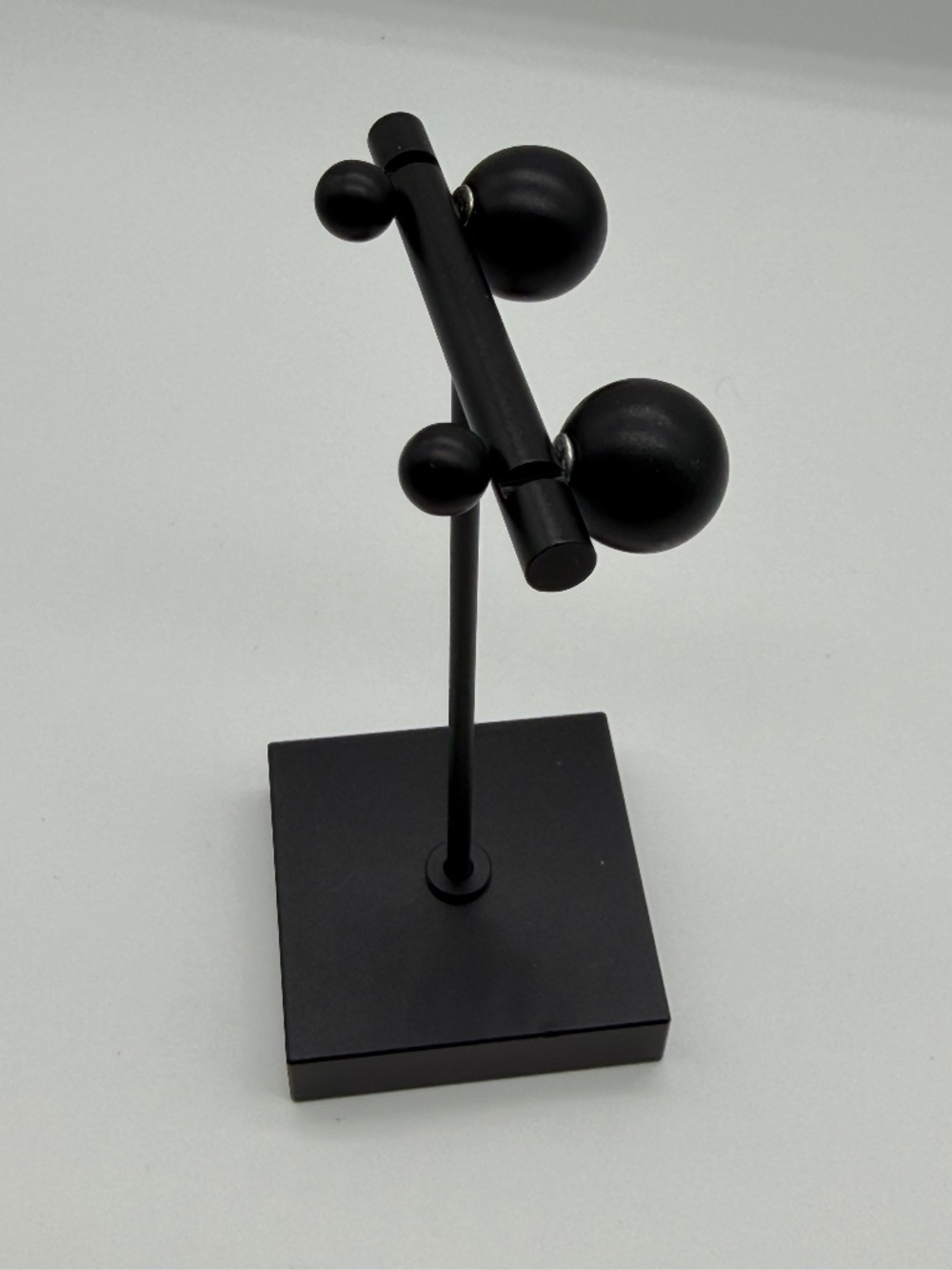 Double Ball Black Pierced Earrings